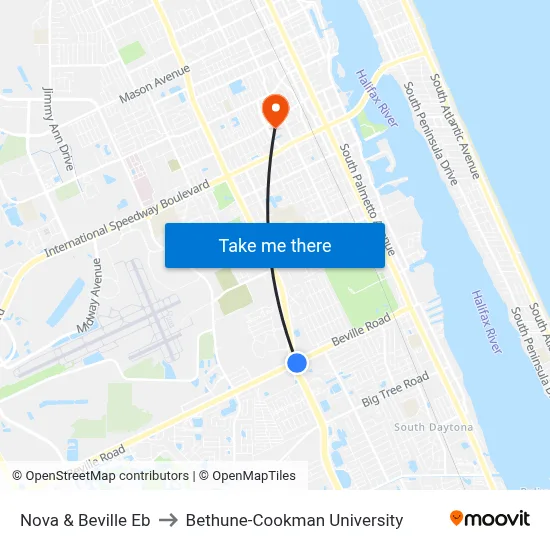 Nova & Beville Eb to Bethune-Cookman University map
