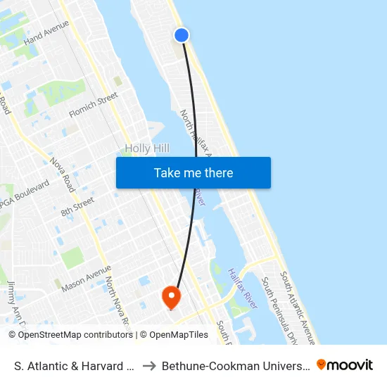 S. Atlantic & Harvard Sb to Bethune-Cookman University map