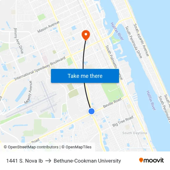 1441 S. Nova Ib to Bethune-Cookman University map
