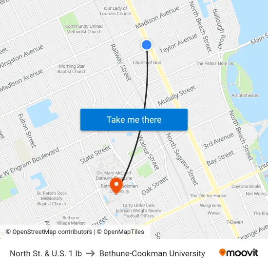 North St. & U.S. 1 Ib to Bethune-Cookman University map