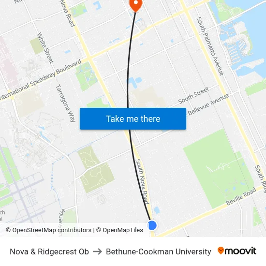 Nova & Ridgecrest Ob to Bethune-Cookman University map