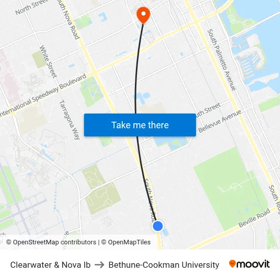 Clearwater & Nova Ib to Bethune-Cookman University map