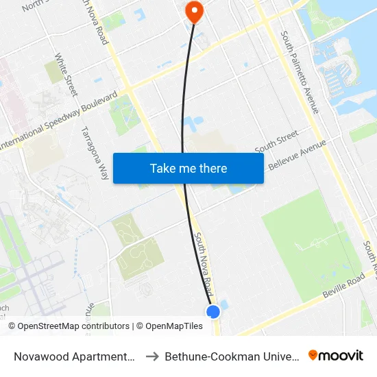 Novawood Apartments Ob to Bethune-Cookman University map