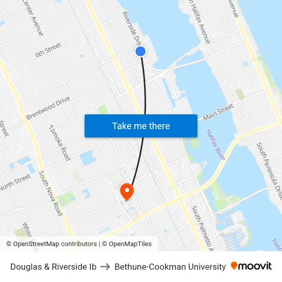 Douglas & Riverside Ib to Bethune-Cookman University map