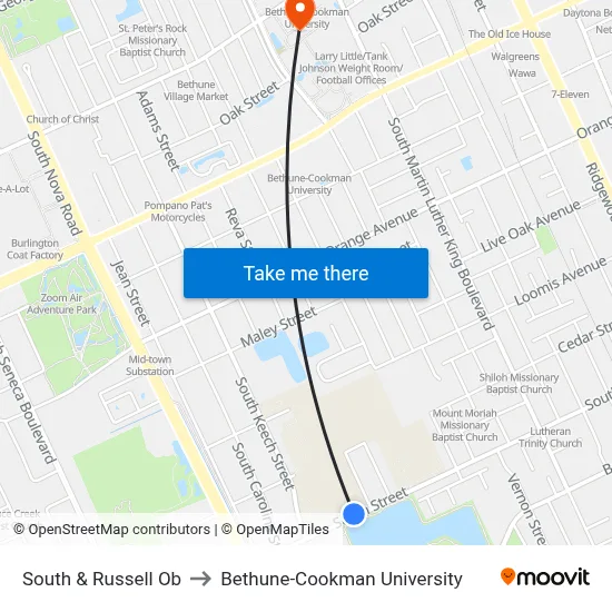 South & Russell Ob to Bethune-Cookman University map