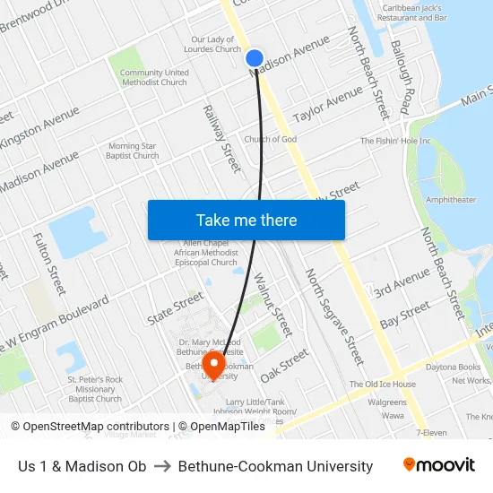Us 1 & Madison Ob to Bethune-Cookman University map