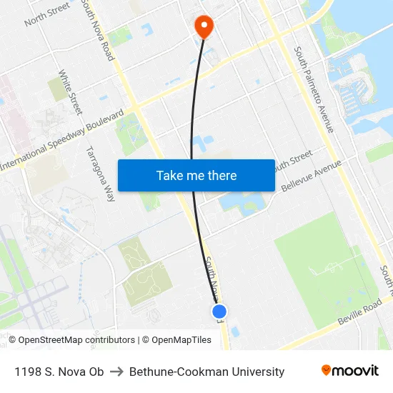 1198 S. Nova Ob to Bethune-Cookman University map