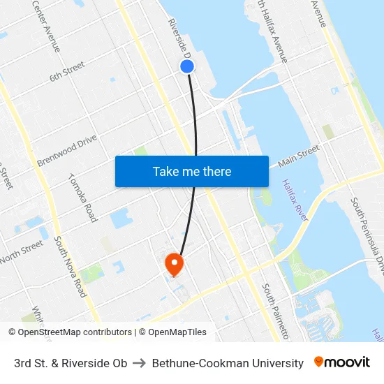 3rd St. & Riverside Ob to Bethune-Cookman University map