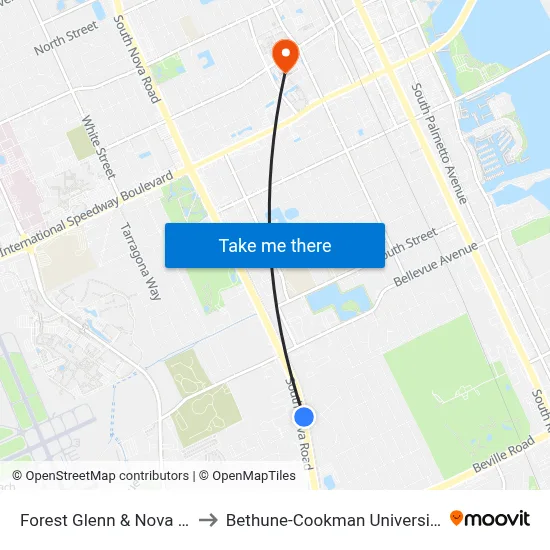 Forest Glenn & Nova Ib to Bethune-Cookman University map