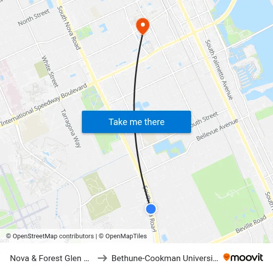 Nova & Forest Glen Ob to Bethune-Cookman University map