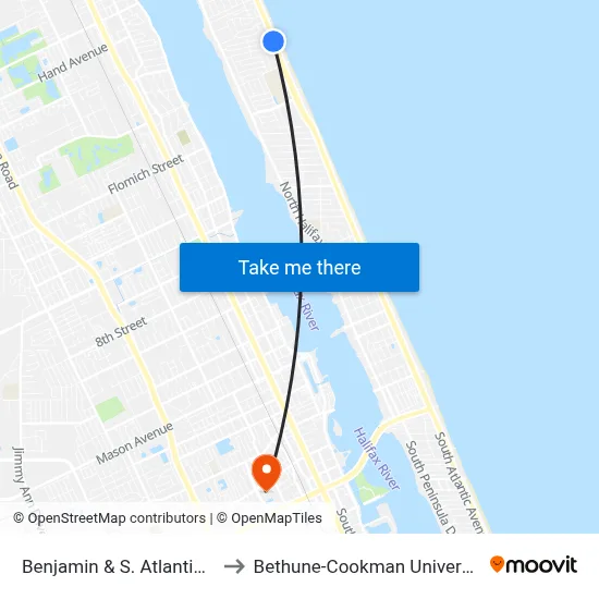 Benjamin & S. Atlantic Ib to Bethune-Cookman University map