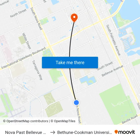 Nova Past Bellevue Ob to Bethune-Cookman University map