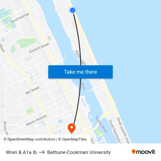 Wren & A1a Ib to Bethune-Cookman University map