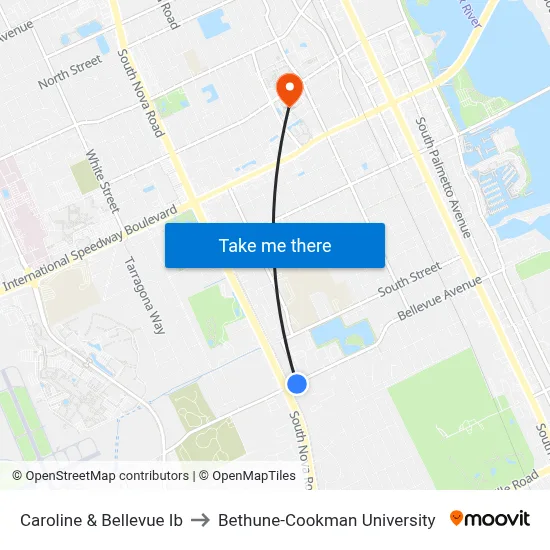 Caroline & Bellevue Ib to Bethune-Cookman University map