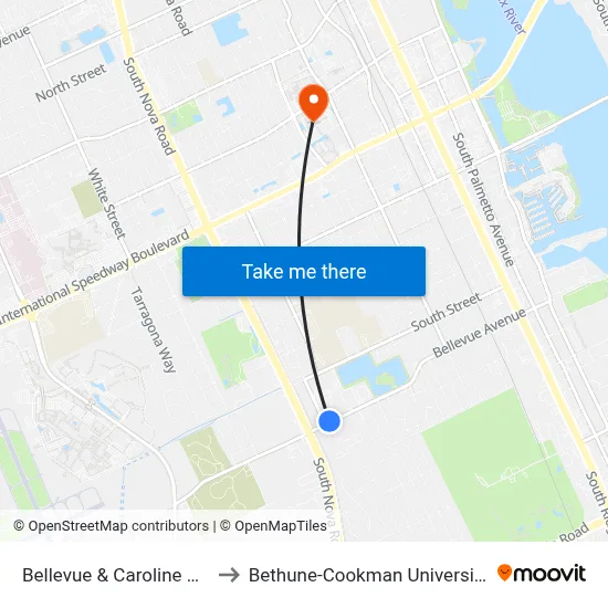 Bellevue & Caroline Ob to Bethune-Cookman University map