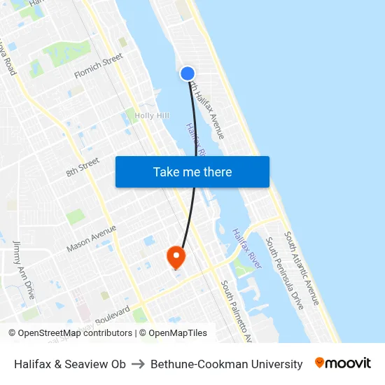 Halifax & Seaview Ob to Bethune-Cookman University map