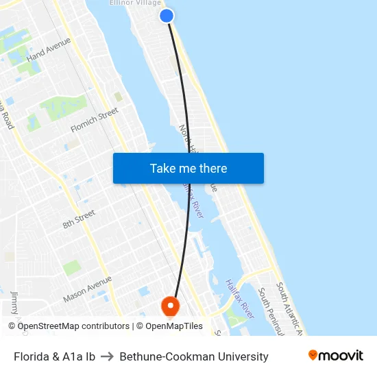 Florida & A1a Ib to Bethune-Cookman University map