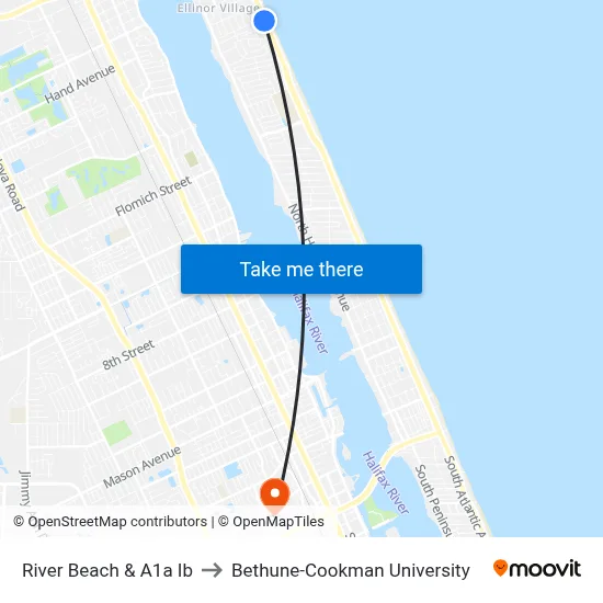 River Beach & A1a Ib to Bethune-Cookman University map