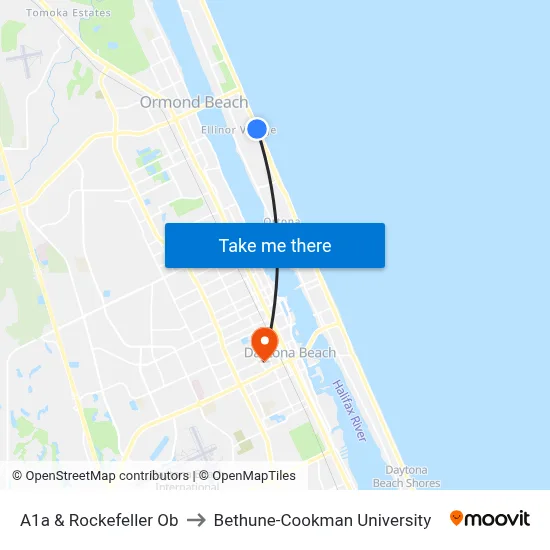 A1a & Rockefeller Ob to Bethune-Cookman University map