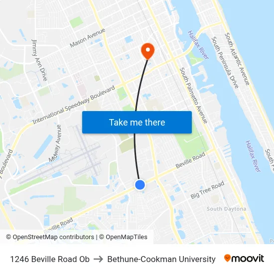 1246 Beville Road Ob to Bethune-Cookman University map
