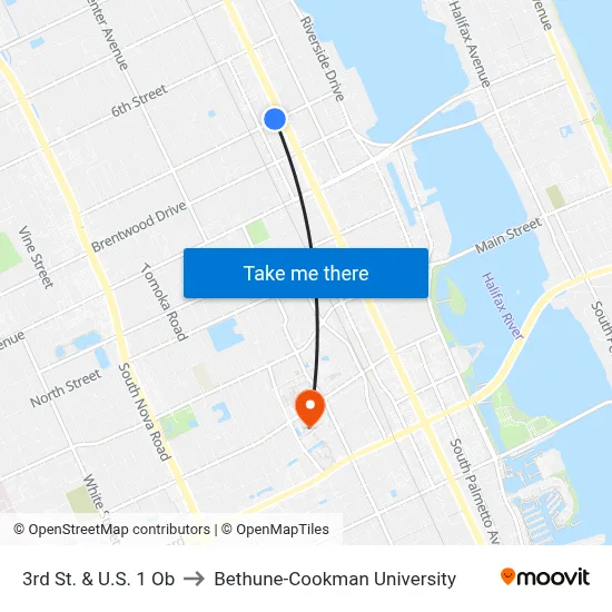 3rd St. & U.S. 1 Ob to Bethune-Cookman University map