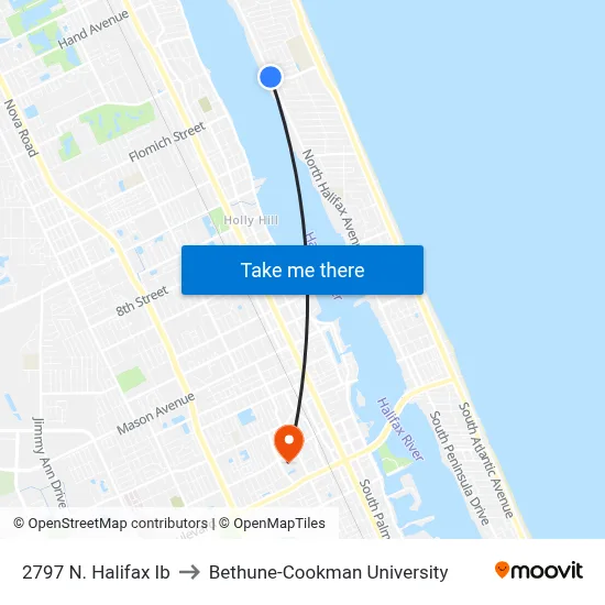 2797 N. Halifax Ib to Bethune-Cookman University map