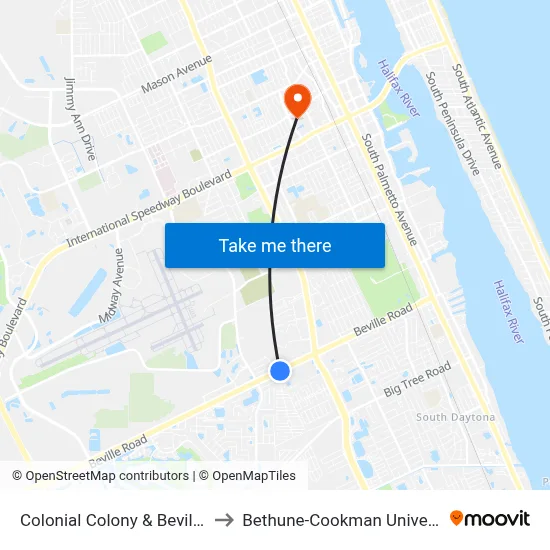 Colonial Colony & Beville Ib to Bethune-Cookman University map