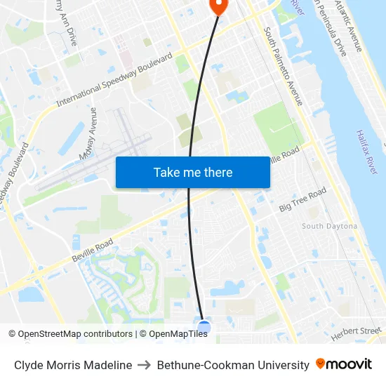 Clyde Morris  Madeline to Bethune-Cookman University map