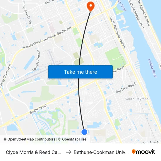 Clyde Morris & Reed Canal Ob to Bethune-Cookman University map