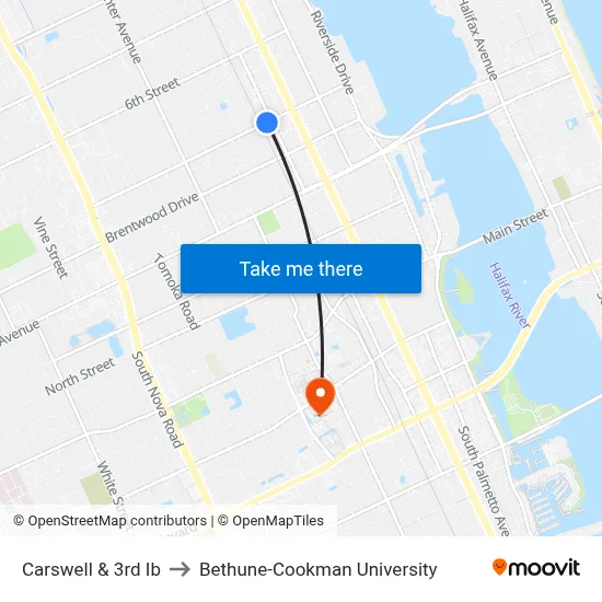 Carswell & 3rd  Ib to Bethune-Cookman University map