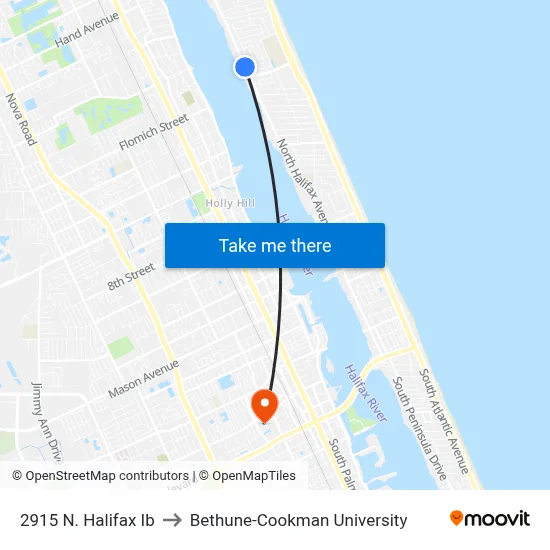 2915 N. Halifax Ib to Bethune-Cookman University map
