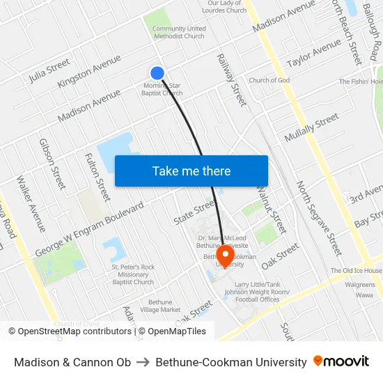 Madison & Cannon Ob to Bethune-Cookman University map