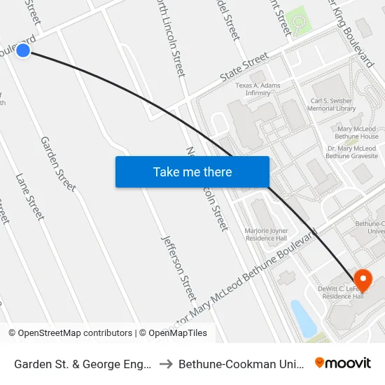 Garden St. & George Engram Ib to Bethune-Cookman University map