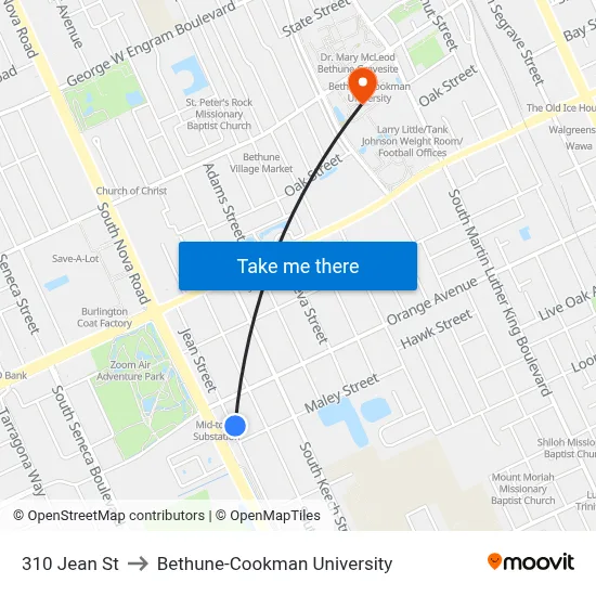 310 Jean St to Bethune-Cookman University map