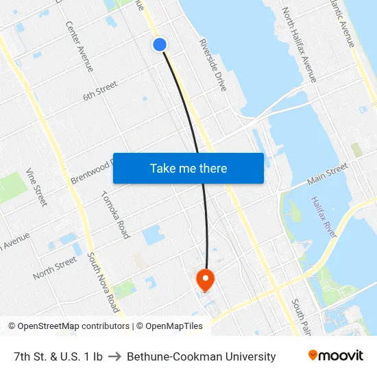 7th St. & U.S. 1 Ib to Bethune-Cookman University map