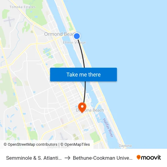 Semminole & S. Atlantic Ib to Bethune-Cookman University map