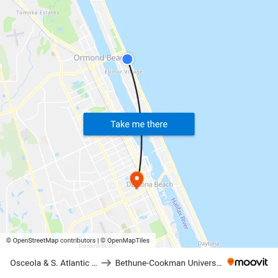 Osceola & S. Atlantic Ib to Bethune-Cookman University map