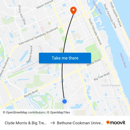 Clyde Morris & Big Tree Ob to Bethune-Cookman University map