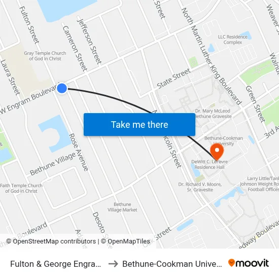 Fulton & George Engram Ib to Bethune-Cookman University map