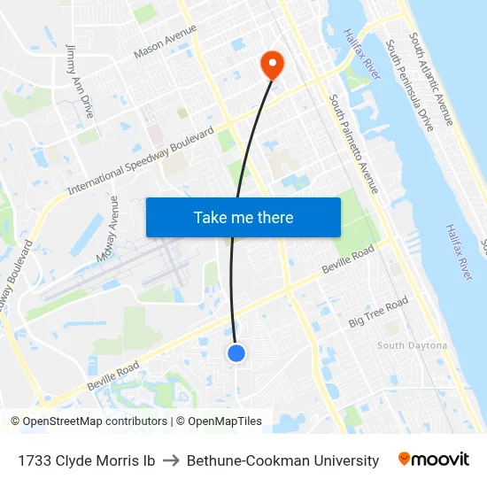 1733 Clyde Morris Ib to Bethune-Cookman University map