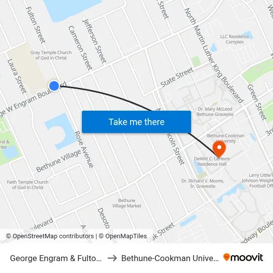 George Engram & Fulton Ob to Bethune-Cookman University map