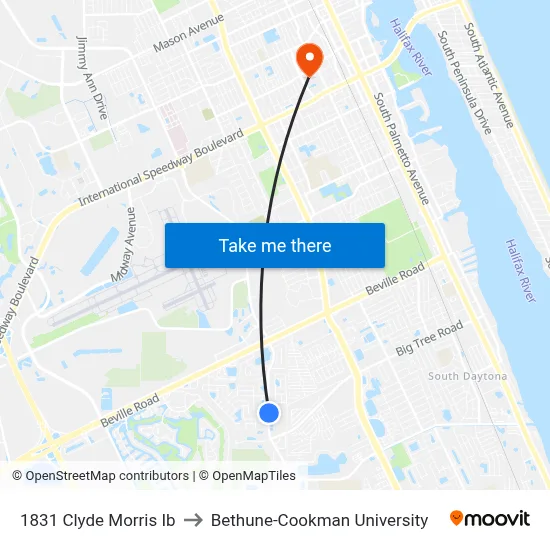 1831 Clyde Morris Ib to Bethune-Cookman University map