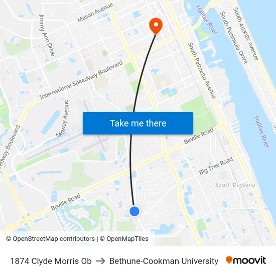 1874 Clyde Morris Ob to Bethune-Cookman University map