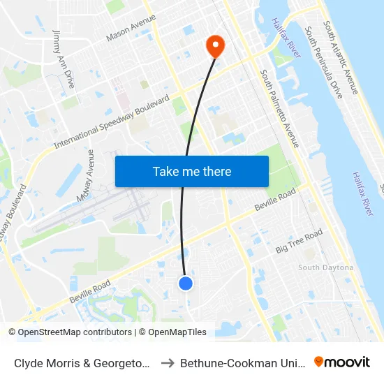 Clyde Morris & Georgetowne Ob to Bethune-Cookman University map