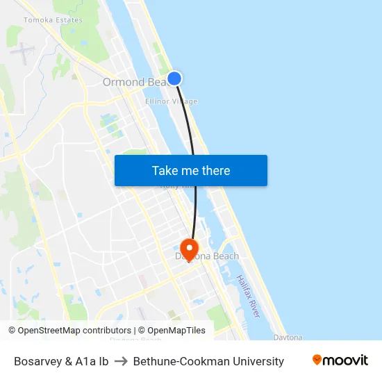 Bosarvey & A1a Ib to Bethune-Cookman University map