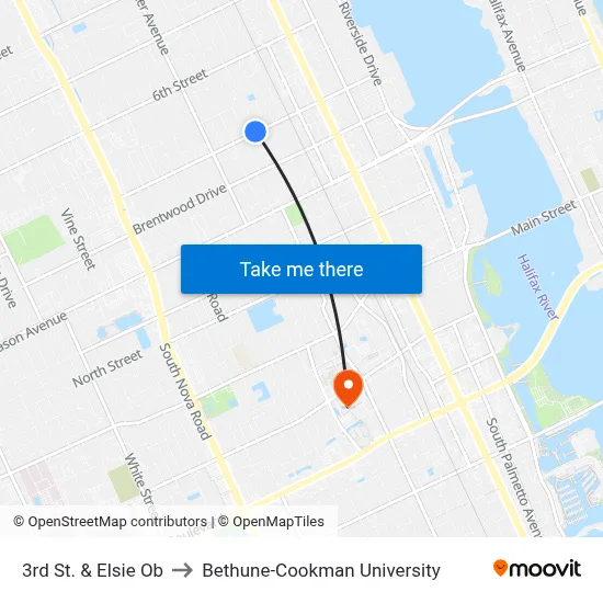 3rd St. & Elsie Ob to Bethune-Cookman University map