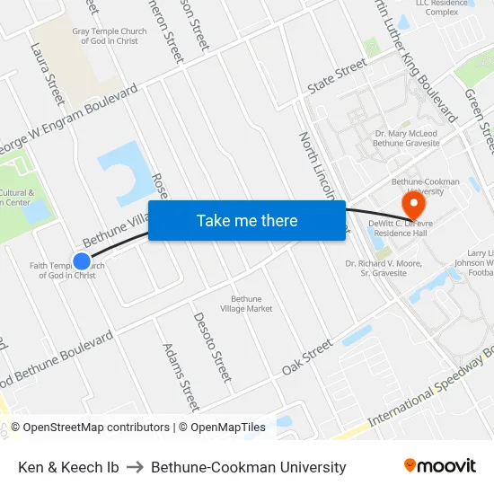 Ken & Keech Ib to Bethune-Cookman University map