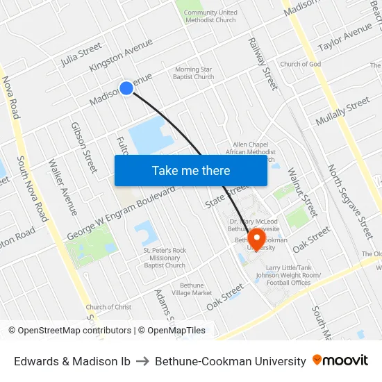 Edwards & Madison Ib to Bethune-Cookman University map