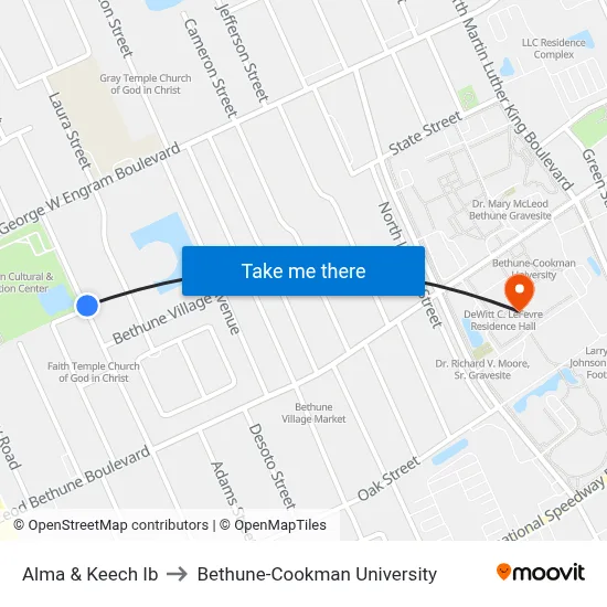 Alma & Keech Ib to Bethune-Cookman University map
