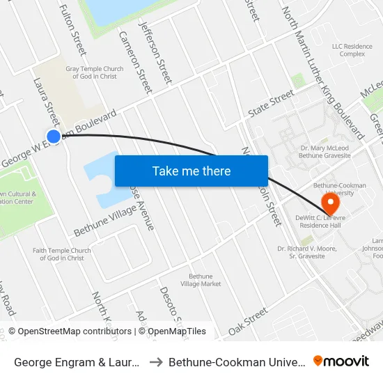 George Engram & Laura Ob to Bethune-Cookman University map